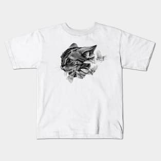 Surprised funny cat and moths Kids T-Shirt